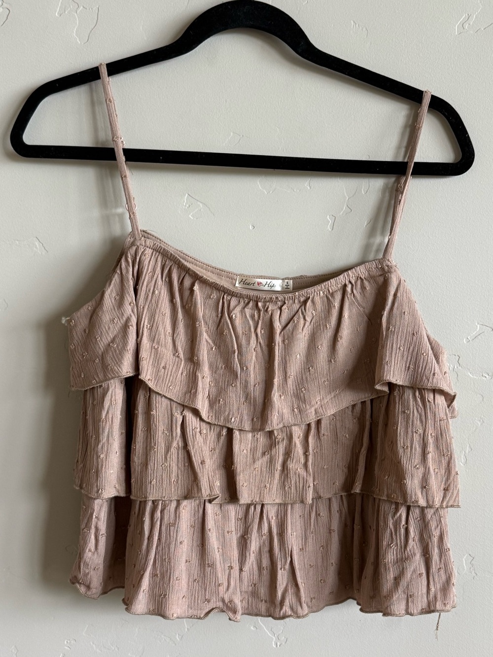 Heart Hips Light Brown Tiered Ruffle Cami